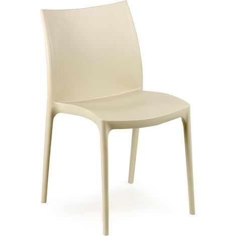 Dmora - Sedia da esterno 0, Seduta da giardino, Sedia per tavolo da pranzo, Poltrona outdoor, 100 % Made in Italy, Cm 46x54h82, Beige