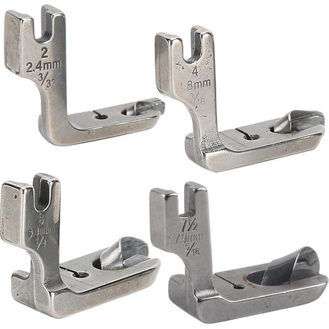 JSSEVN - Set of 4 Stainless Steel Rolled Hem Presser Feet, Accessories for Industrial Sewing Machines (1/5)