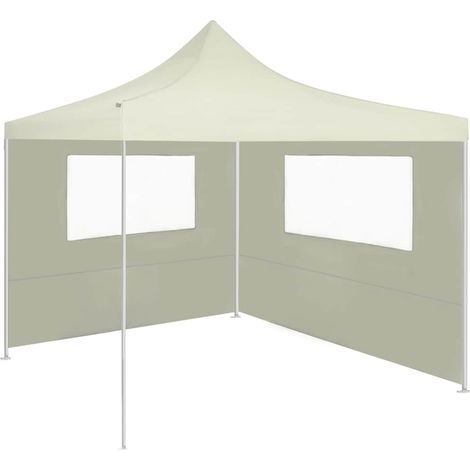 vidaXL Pared lateral de cenador con ventanas color crema 4x2 m (1/2)