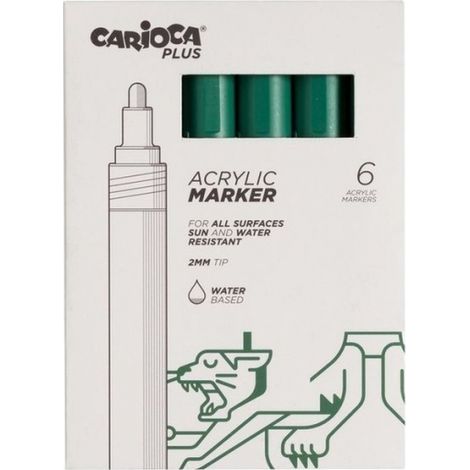 Carioca plus pack of 6 marqueurs acryliques -- pointe 2mm --- couleur vert