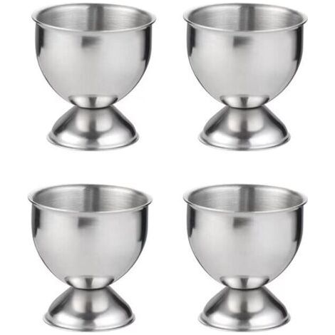 BUNTHAUS PA 4er Set Eierbecher aus Edelstahl für gekochte Eier, silber, (1/4)