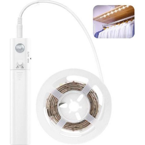 TrAdE Shop Traesio - Striscia Led Con Sensore Di Movimento 1 Metro 4000k 2,4w Per Cassetti Armadi - (1/3)