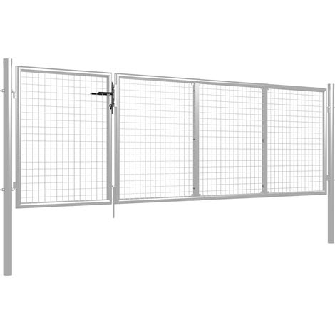 Maison Exclusive - Gartentor Stahl 350 x 100 cm Silbern (1/5)