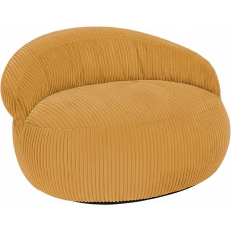 Pouf XXL déhoussable en velours côtelé BANANAIR 110x100 cm jaune moutarde