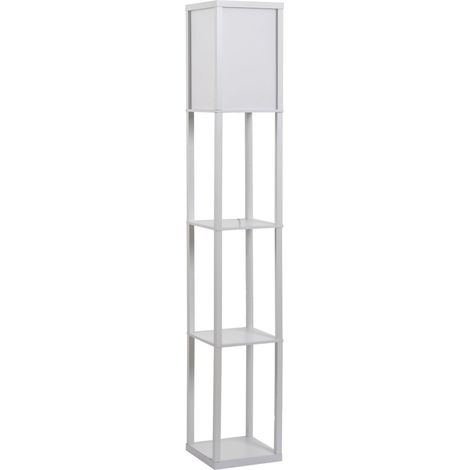 Lampadaire Lampadaire Élégant Avec 3 Étagères, E27 Jusqu'à 40W, Pour Salon/Chambre, E1-Mdf & Acrylique, Blanc, 26X26X160Cm