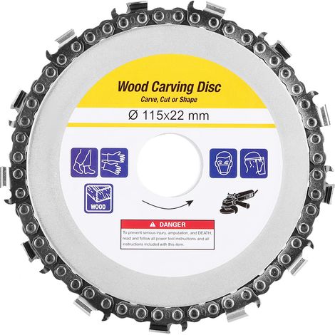 Disque Chaîne 115mm - Alésage 22mm - Pour Sculpture Bois Et Plastique - Accessoire Meuleuse D'Angle (1/5)