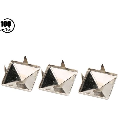 100 rivets pyramidaux carrés punk à 4 griffes, clous métalliques argentés de 12 mm pour bracelets, vêtements, chaussures et sacs à main (1/4)
