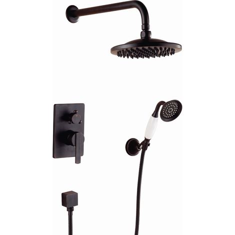 Conjunto de ducha empotrada monomando a pared FLORINA negra 20 cm x 20 cm Negro