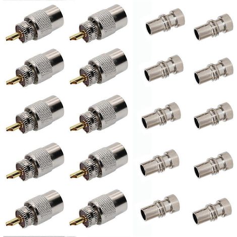 Lot de 10 connecteurs à souder PL259 pour câble coaxial RG8/RG-213 (1/5)