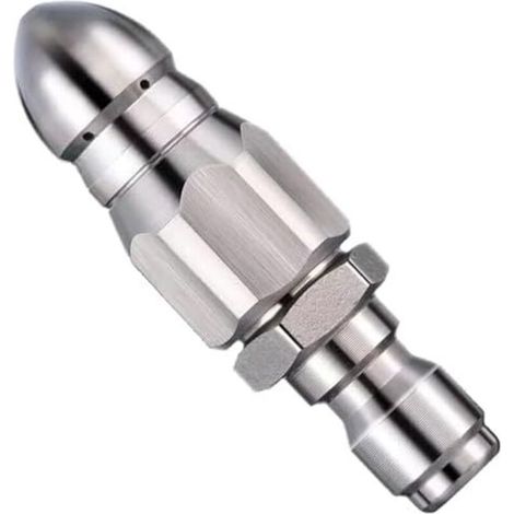 Puissante Buse de Nettoyage et Débouchage Tuyau,Pour Nettoyeur Haute Pression jusqu'à 5000 PSI,1 Avant 6 Arrière Jets Rotatifs,Raccord Rapide,Acier Inoxydable,Déboucheur Canalisation - (1/5)