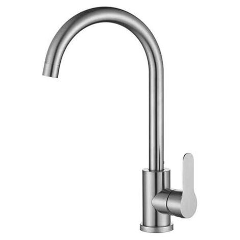 Robinet de cuisine en acier inoxydable 304 à poignée unique pour évier, mitigeur eau chaude/froide, rotatif, sans plomb (1/4)