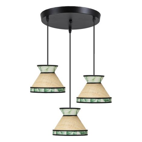 Plafoniera "Constantinople", 3xE27, altezza regolabile (lampadine non incluse), beige e verde