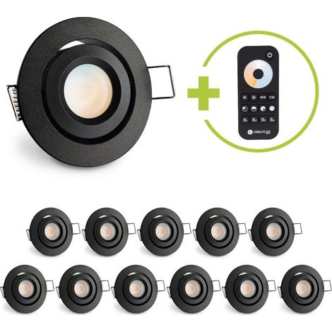 Einbaustrahler Mini schwenkbar Matera 3W CCT IP44 - Farbe: schwarz matt - Anzahl: 12x