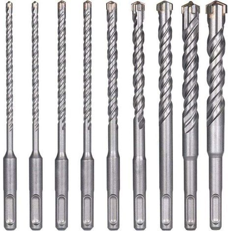 Forets à béton 9 pièces 5-16mm – Longueur 160mm – SDS-Plus pour perceuse à percussion – Matériau acier au carbure – Profondeur 100mm - MM 16 X
