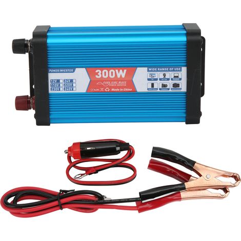Convertisseur de puissance pour voiture, onde sinusoïdale pure 300 W en continu, double port USB avec affichage numérique, pour la maison, les bateaux, les cabanes et les bus, 24 V à 110 V, 60 ± 3 Hz (1/5)