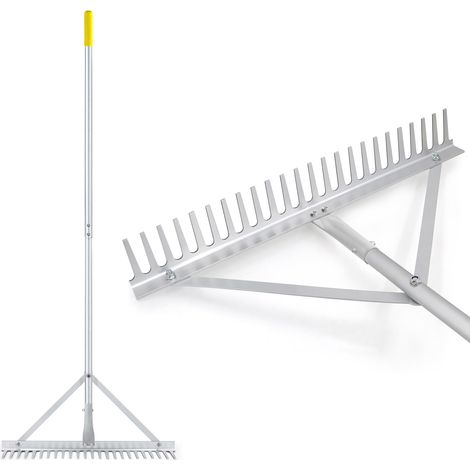 Râteau paysager 24 dents, râteau d'aménagement paysager en aluminium avec poignée de 173 cm, outil de râteau de jardin pour gravier pour l'entretien de la plage et de la pelouse (1/5)