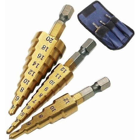 Ensemble de 3 forets étagés HSS cobalt à trous multiples de 50 tailles ( )