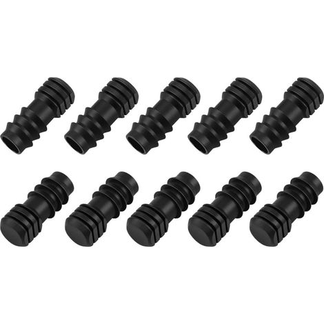 Lot de 10 Bouchons fins Goutte noir de 13 mm, Bouchon Arrosage Goutte à Goutte Raccord Tuyau d'Arrosage Plastique pour Arrosage Automatique Pour Jardin, Bouchon Micro Drip (1/5)