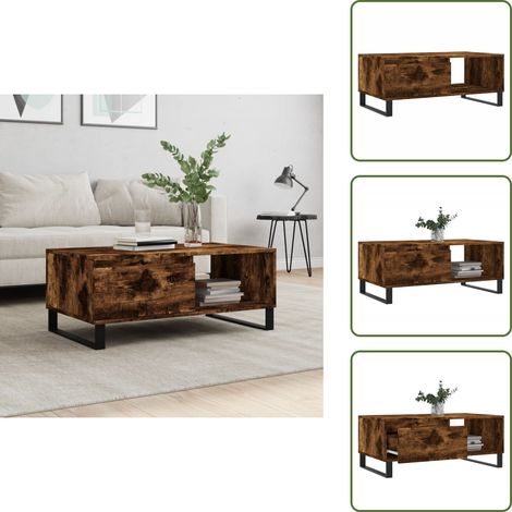 Table basse Chêne fumé 90x50x36,5 cm Bois d'ingénierie - Table Basse - Meuble Salon - Table D'appoint - Table Design - Table Chic (1/5)