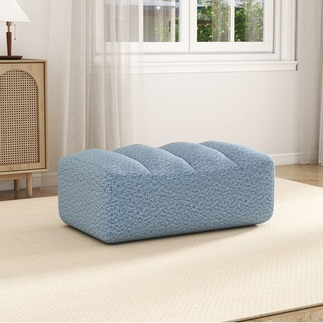 Puf otomano 104x61x45 cm azul, modular, en tejido de peluche granuloso, sin montaje MEUBLIV (1/5)