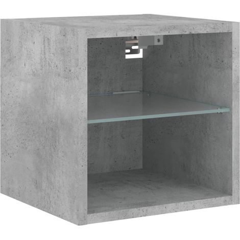 Mueble TV multimedia estantería para televisión buffet para televisión comedor salón dormitorio montado en la pared con luces LED 30 x 28,5 x 30 cm gris 020027869