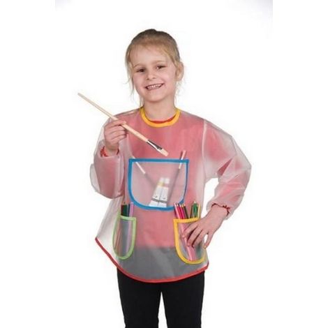 Tablier de peinture enfant - Marque - Modèle - Plastique transparent - Poignets élastiqués - 3 poches