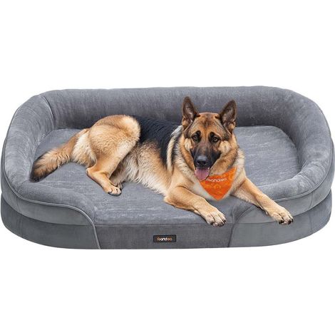 Cuccia per cani di taglia grande 91 x 68 x 18 cm ortopedica schiuma alveolata fodera idrorepellente bordi rialzati fodera rimovibile e lavabile antiscivolo grigio chiaro 120006809