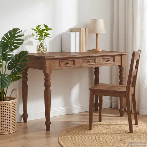 vidaXL Bureau avec tiroirs 117x57x75 cm bois d'acajou massif (1/5)