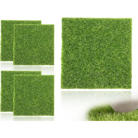 5er Pack Kunstrasen, 15 x 15 cm große Kunstrasenmatte, dekorative Miniatur Gartengestaltung mit Kunstrasen, Moos DIY Dekorationen, kompatibel mit (1/5)