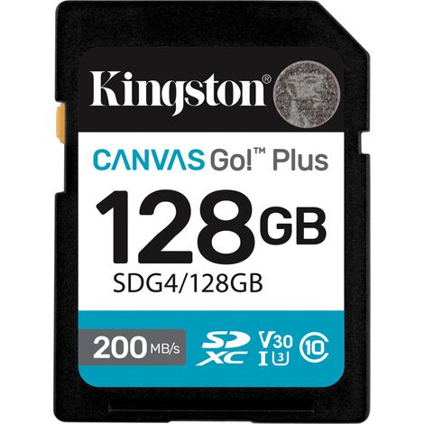Kingston Technology 128GB SDXC Canvas Go Plus Gen4 200MB/s C10 UHS-I U3 V30