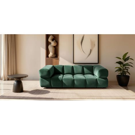 Sofa Designersofa BLANCHE 3-Sitzer in Stoff Bluvel Flaschengrün (1/5)