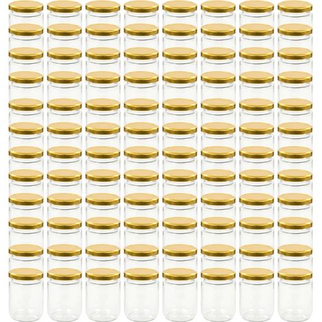 vidaXL Glass Jam Jars with Gold Lid 96 pcs 230 ml