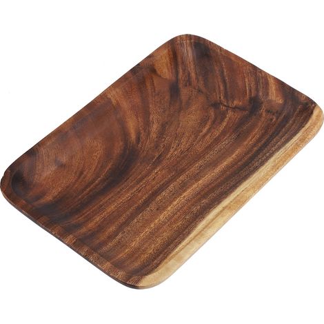 Plateau élégant en bois pour sushis, amuse-gueules, salades et desserts, idéal pour la maison et les restaurants (25 x 17 x 2 cm). (1/5)