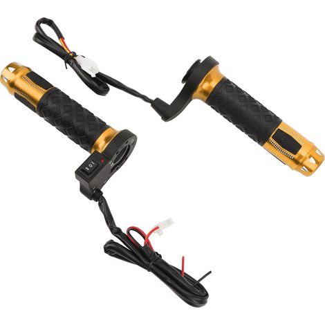 paire de poignées chauffantes pour moto, 3 niveaux de température, antidérapantes, en alliage d'aluminium et ABS, pour guidon de 22 mm, 12 V, couleur or. (1/5)