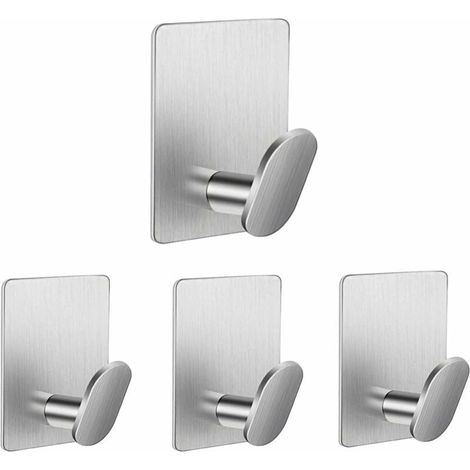 Crochet Adhesif Mural Auto Adhésifs Accroche Torchon Cuisine Acier Inoxydable Sans Perçage Patere Salle de Bain Muraux en Métal pour Suspendre Manteaux Peignoirs Serviettes Chapeaux Argent-LIAIKI (1/5)