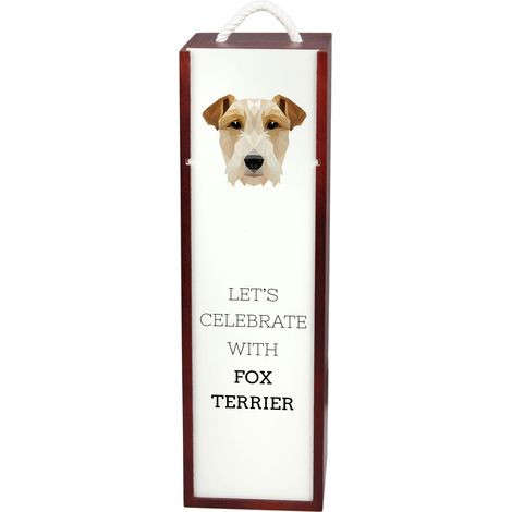 Fox Terrier de pelo duro - Caja de vino geométrica con foto e inscripción de Art-Dog (1/5)