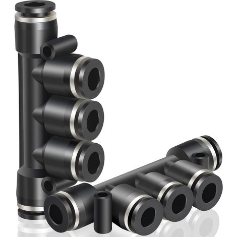 Raccordo pneumatico per linea d'aria a connessione rapida in plastica con testa diretta, diametro esterno di 6 mm, 5 pezzi PK-6 (5 vie) (1/5)