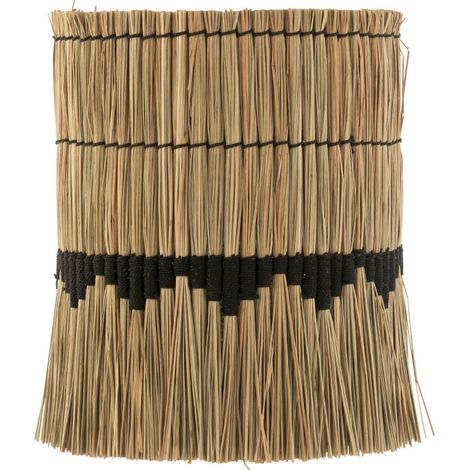 Abat-jour herbes naturelles et noir style ethnique chic - Naturel avec bande noire