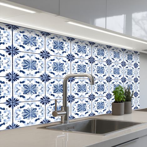 SCHIENALI CUCINA Motivo - Piastrella - Blu 100x60 cm (1/5)