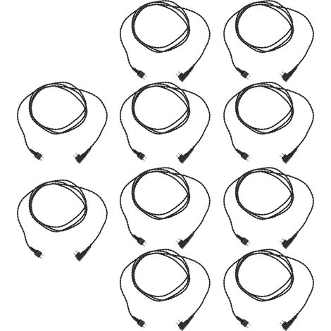 Lot de 10 câbles récepteurs pour appareils auditifs 2 broches BW, résistants à la chaleur, pour une transmission sonore optimale et un amplificateur de son (noir). (1/5)