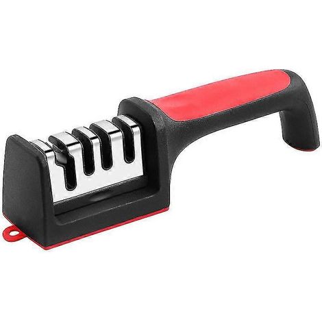 Affûteur de couteaux professionnel 4 en 1 en acier inoxydable pour couteaux de cuisine. Affûteur de couteaux de cuisine ergonomique et facile à utiliser avec 4 embouts. (1/2)