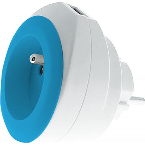 Prise BEWATT + chargeur USB Bleu - Watt and Co (1/5)