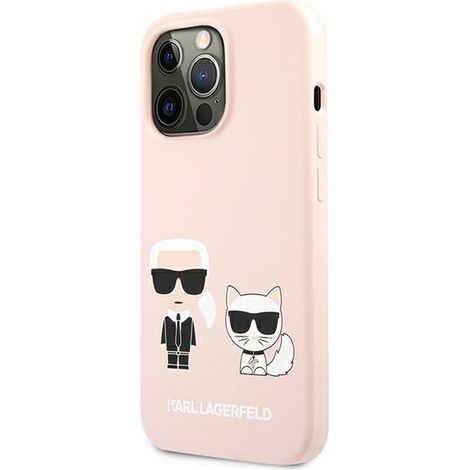 Funda rígida Karl Lagerfeld KLHCP13LSSKCI para iPhone 13 Pro / 13 de 6,1 pulgadas, color rosa claro/silicona rosa claro, Karl & Choupette (1/5)