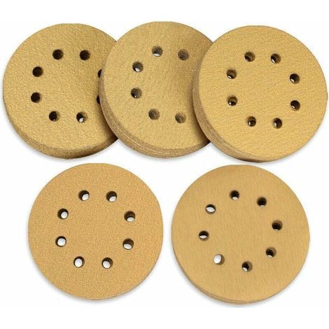 Pack of 100 125mm Velcro Sanding Discs, 60, 80, 120, 150, 220 Grit, 8 Holes, Random Orbital Sander - RWDIY ›Hand & Power Tools›Power Tool Accessories ›Accessories (1/4)