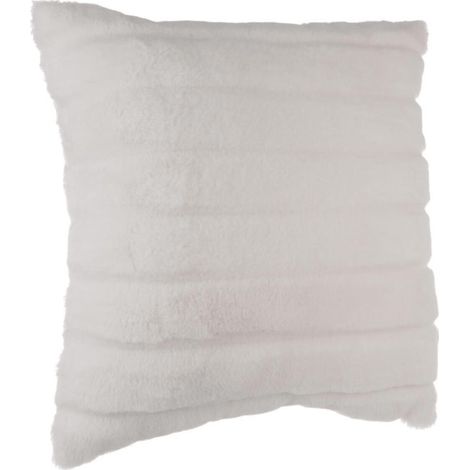 Coussin Imitation Fourrure "Manoir" 45x45cm Blanc (1/3)