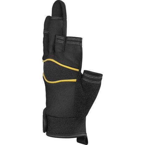 GANT DELTA PLUS 3 DOIGTS COUPÉS PAUME CUIR SYNTHETIQUE - DOS POLYESTER/ELASTHANNE NOIR JAUNE - VV905NO0 T8