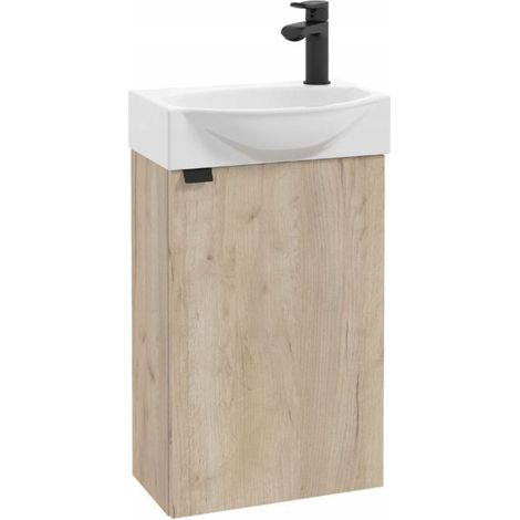 Waschtischunterschrank mit Waschbecken – 40 x 22 cm – Eiche Vicenza – Wandmontage – Matt