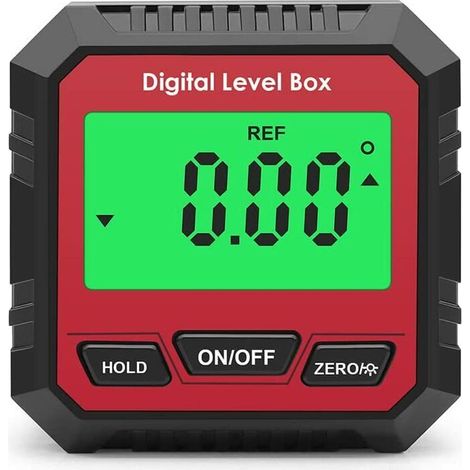 VURAHOME - Cube d'angle de recherche de 90 degrés, Rapporteur d'angle numérique LCD étanche Inclinomètre Boîte biseautée pour scie à onglet, test et réparation automobile travail du bois (Rouge), (1/5)