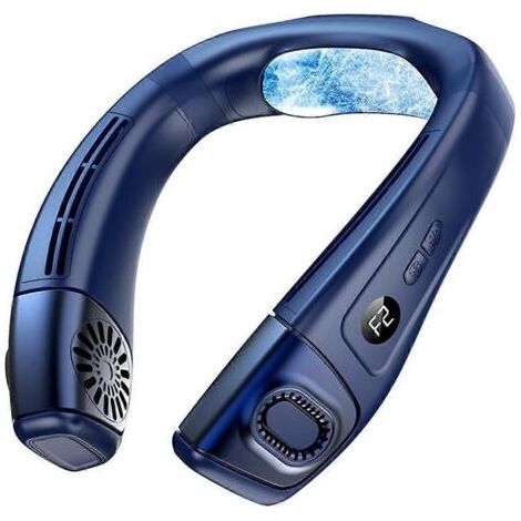 Ventilateur de cou portable à 3 vitesses avec plaque de refroidissement, bleu (1/5)