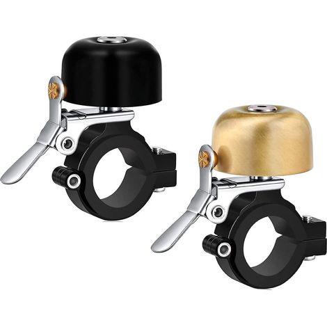 lot De 2 Sonnettes De Vlo Classiques En Laiton (dores + Noires) Avec Un Beau Son - Accessoires De Vlo Pour Enfants Et Adultes (1/5)